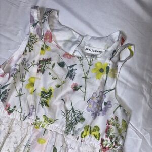 Artisan NY Girl's Cotton Lined Sun Dress White Floral Lace Inlay Size 7